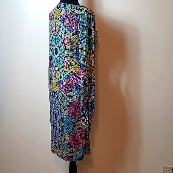 Hale Bob Shift Dress Long Sleeve Colorful Med Reptile Ruched Bodycon Womens - Picture 8 of 12